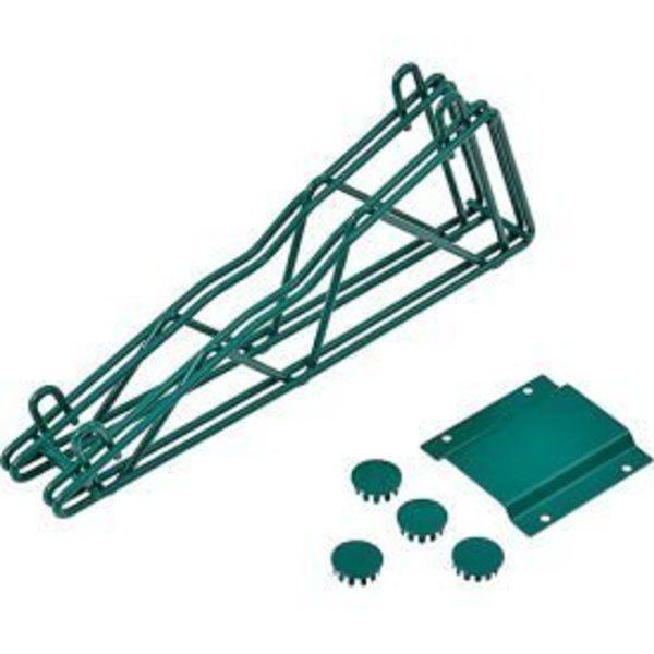 Global Equipment 12" Double Arm Fixed Shelf Bracket - Poly-Green DAB12GZ